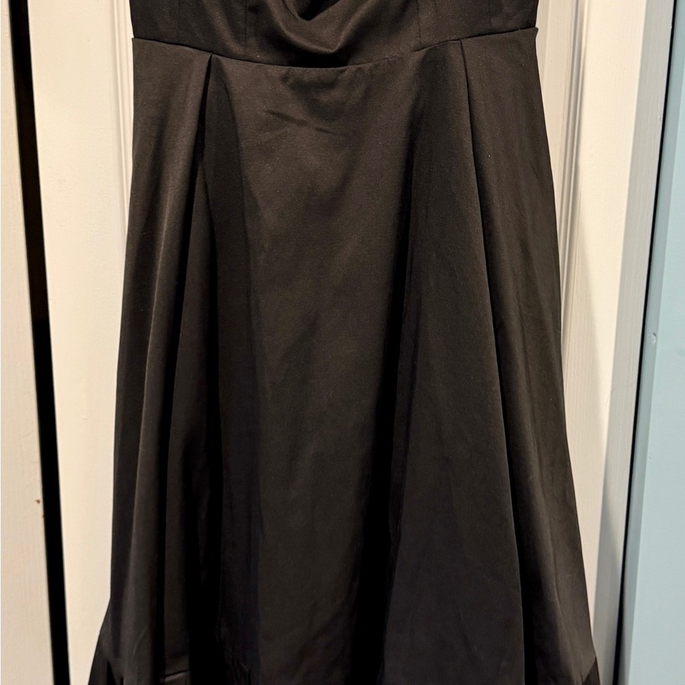 Anthropologie Black flared midi dress.
